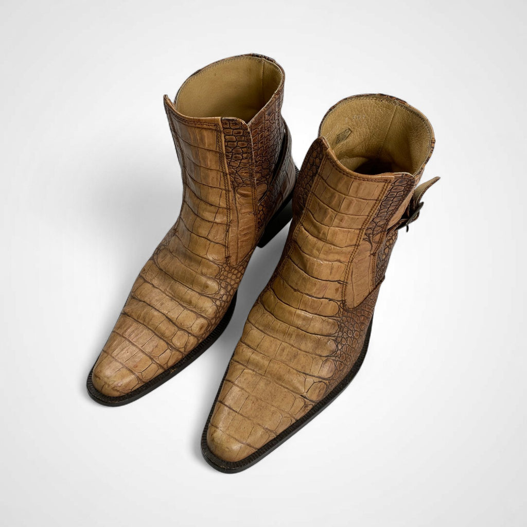 TORNADO MART トルネードマート / クロコ型押し レザーブーツ ブラウン SIZE:S(25-25.5cm程度)