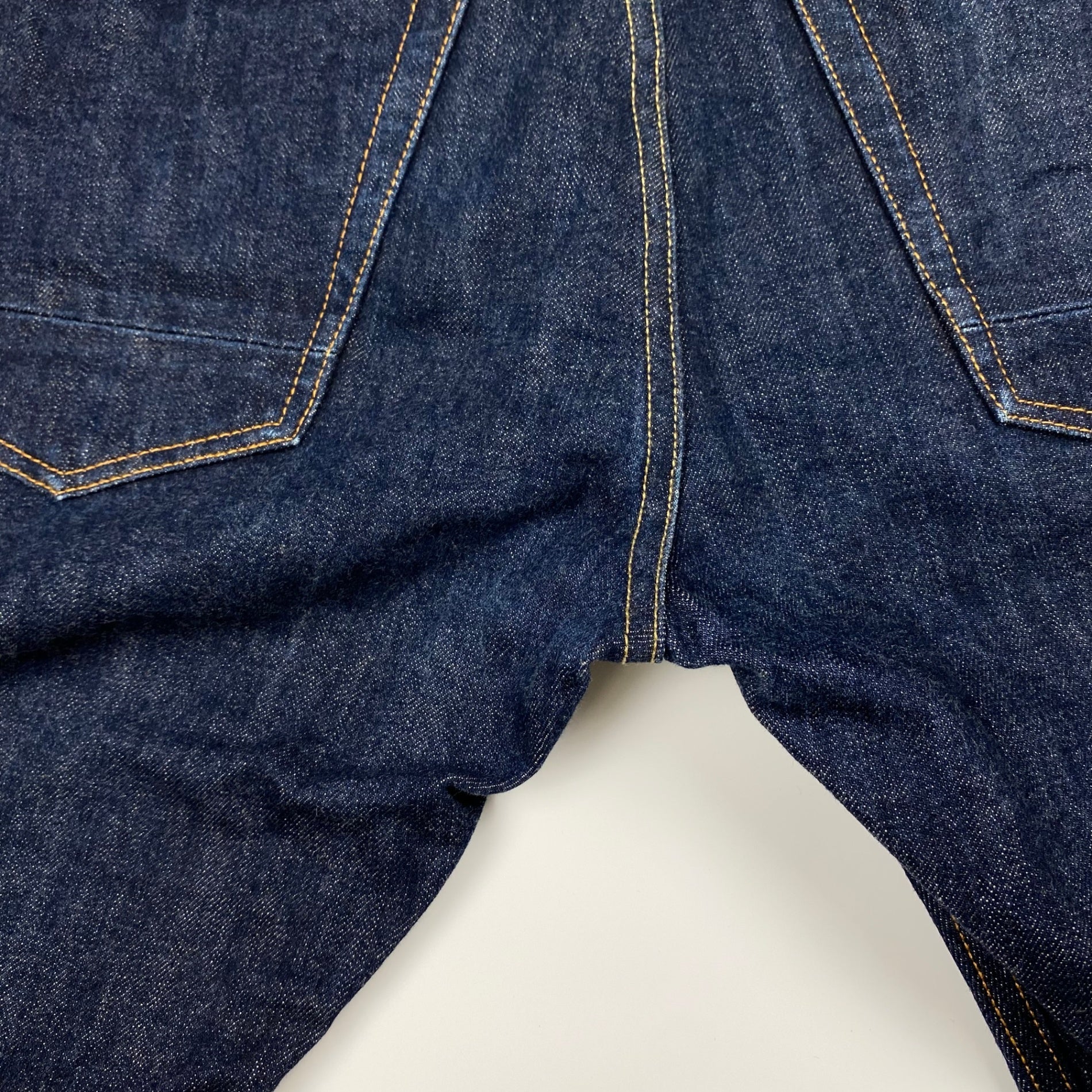 DENHAM デンハム / DRILL VJS regular fit denim pant デニムパンツ セルビッジ レザーパッチ ハサミスレキ 濃紺  SIZE:W34