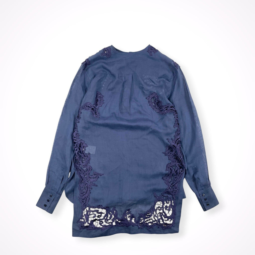ERMANNO SCERVINO / ピュアリネン 刺繍レースMIXプルオーバーロングシャツ 参考定価：200,000程度 SIZE:40