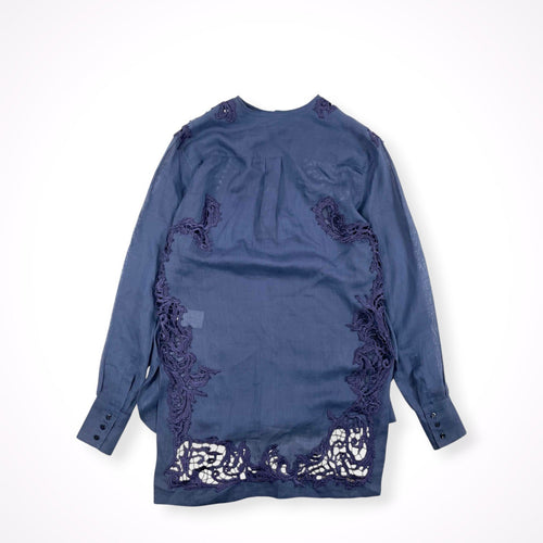 ERMANNO SCERVINO / ピュアリネン 刺繍レースMIXプルオーバーロングシャツ 参考定価：200,000程度 SIZE:40