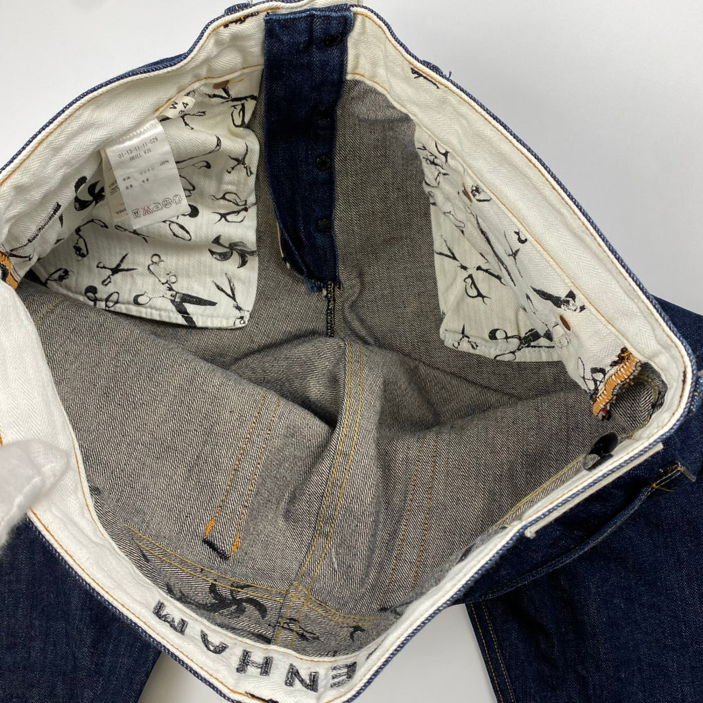 DENHAM デンハム / DRILL VJS regular fit denim pant デニムパンツ セルビッジ レザーパッチ ハサミスレキ 濃紺  SIZE:W34