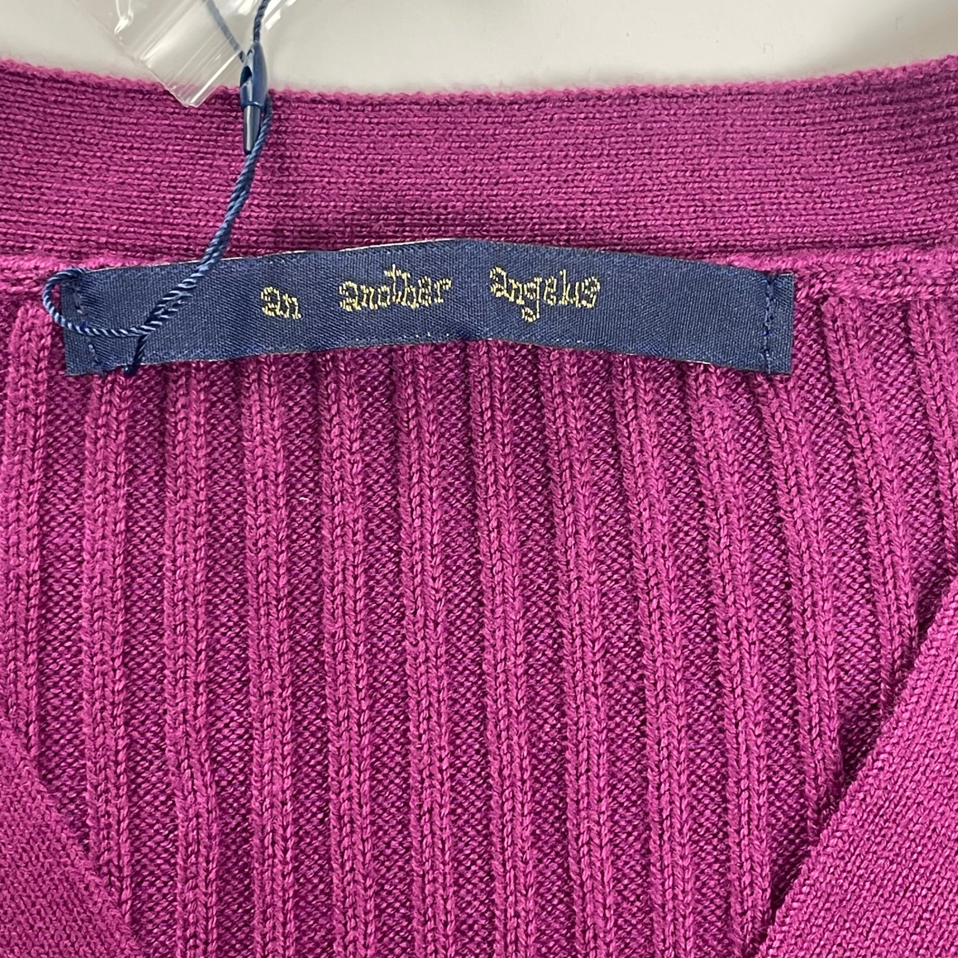 an another angelus アンアナザーアンジェラス / 短丈 ニットカーディガン パープル 未使用品 参考定価：7,200+tax SIZE:FREE