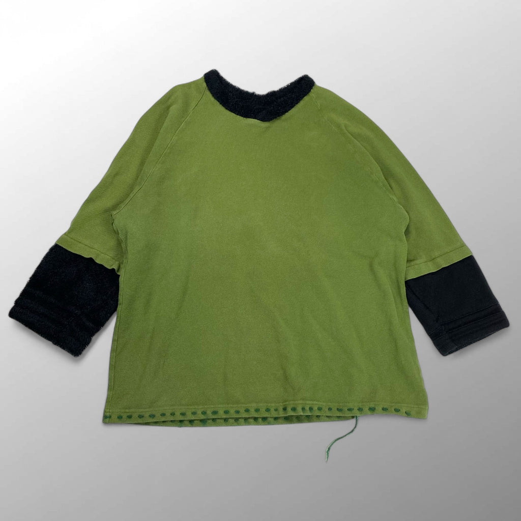 Shantii シャンティ / VINTAGE パイル切替鹿の子TEE オリーブ×ブラック SIZE：L