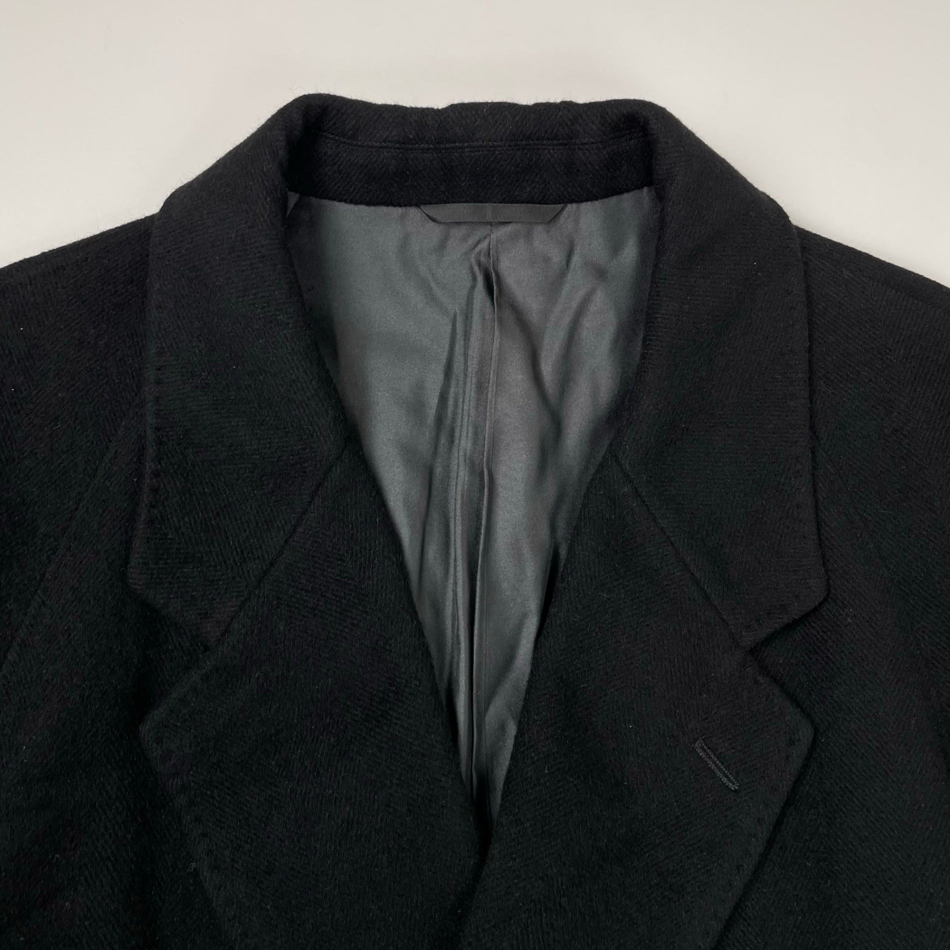 jun ashida ジュン アシダ / VINTAGE ウール×アンゴラ ダブルブレストワイドコート ブラック 参考定価：150,000程度 SIZE：L