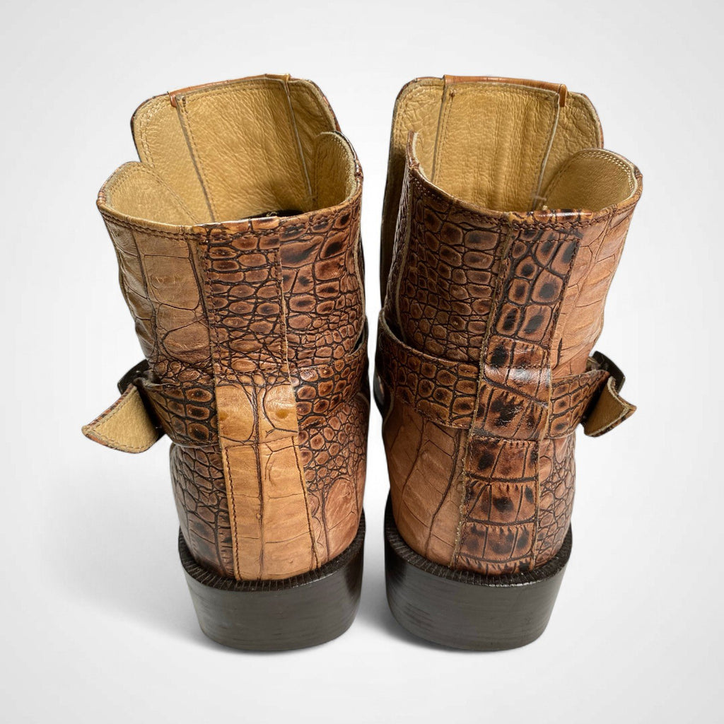 TORNADO MART トルネードマート / クロコ型押し レザーブーツ ブラウン SIZE:S(25-25.5cm程度)