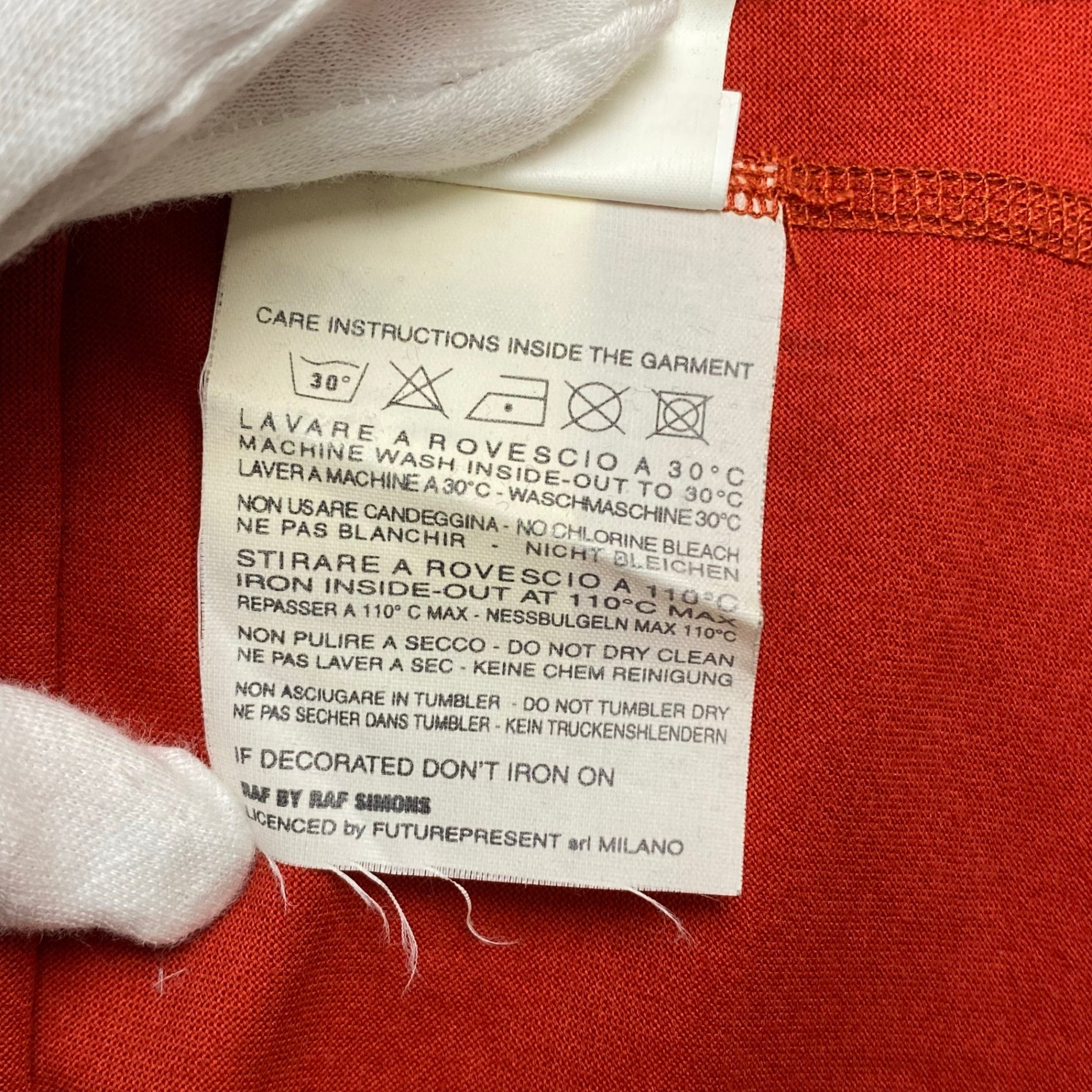 RAF BY RAF SIMONS ラフバイラフシモンズ / アーカイブ スクエアネック Tシャツ レッド SIZE：M