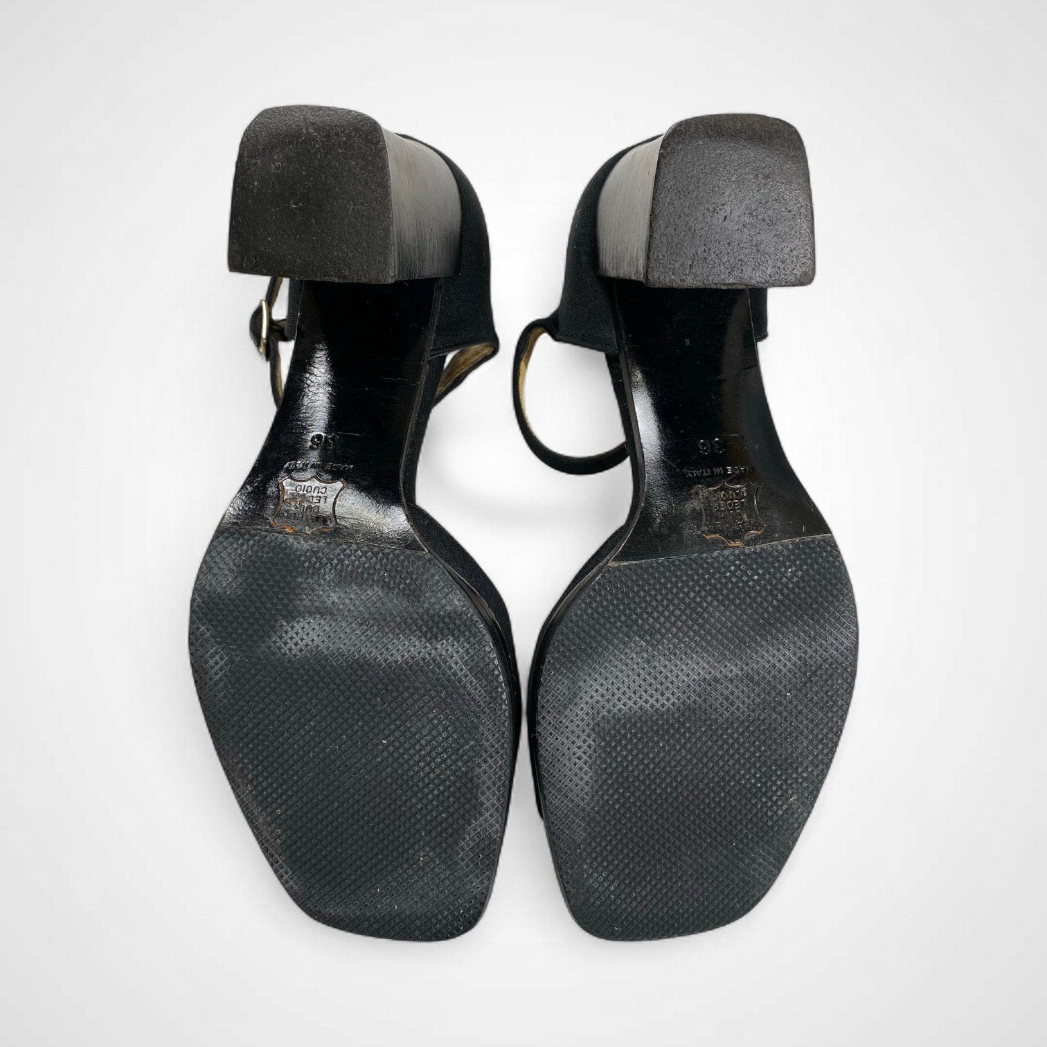 【訳アリ】 FENDI フェンディ / ズッカバックルサンダル チャンキーヒール ブラック SIZE:36(23cm程度)