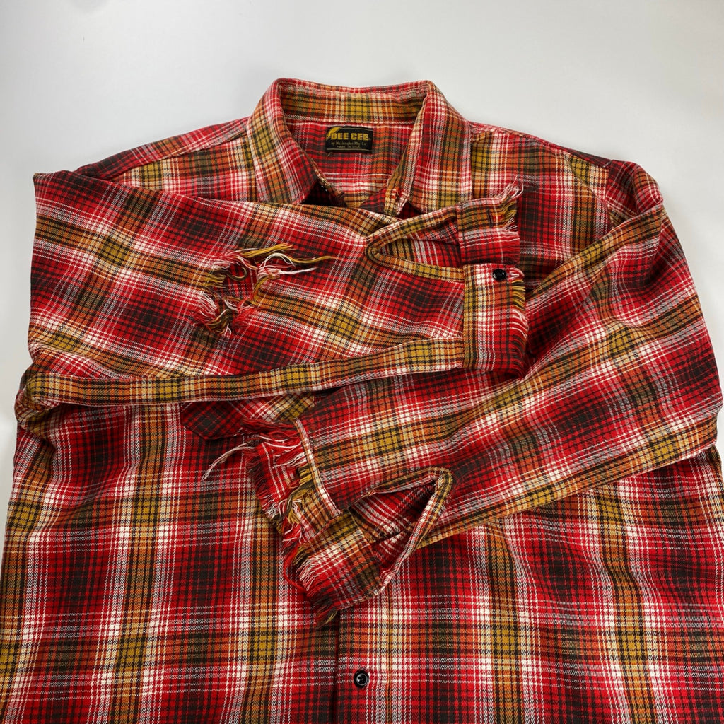 70s VINTAGE WASHINGTON DEE CEE ワシントンディーシー / ヴィンテージフリンジチェックシャツ USA製 SIZE:L程度
