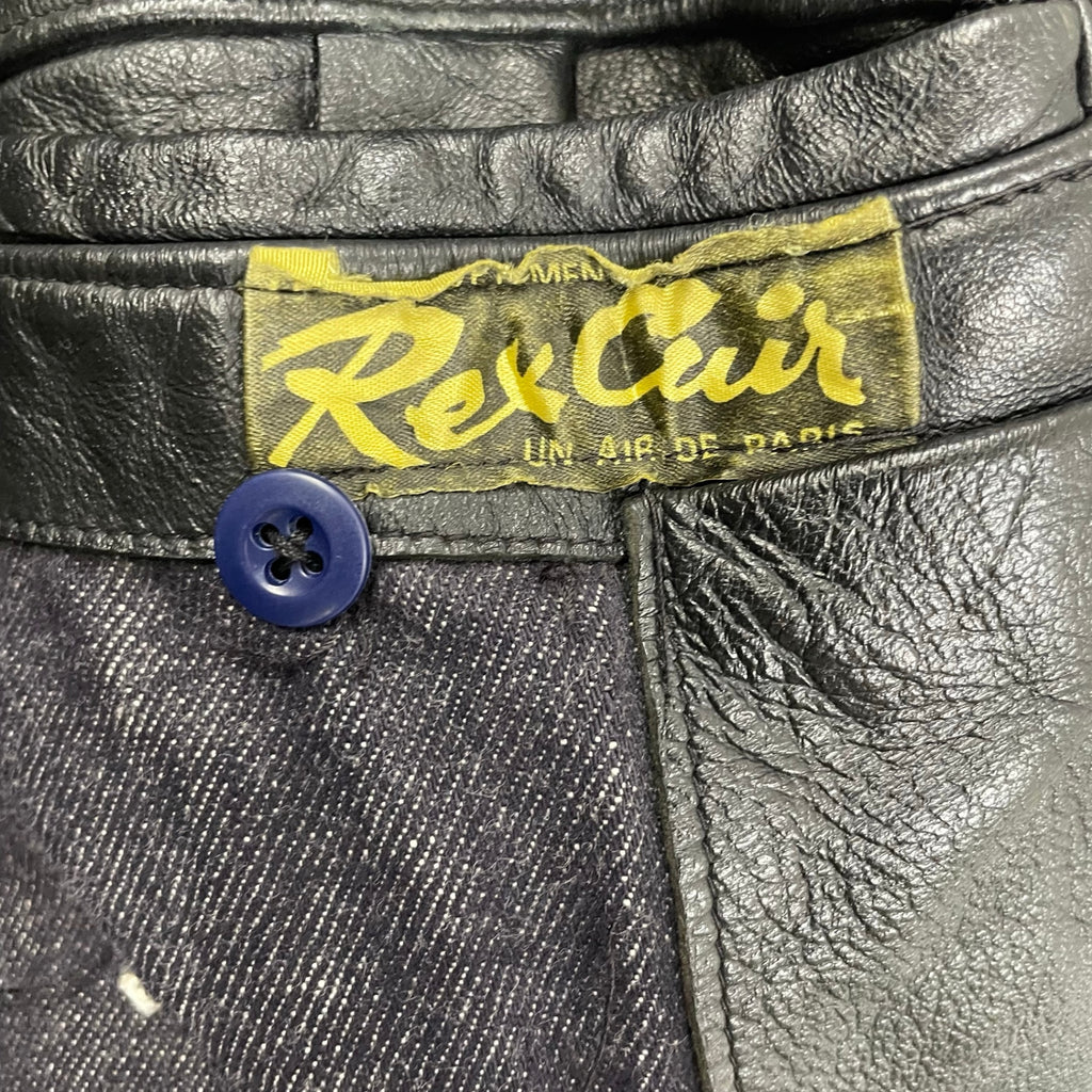EURO VINTAGE ユーロヴィンテージ / 6-70s フレンチレザーカーコート ステアハイド デニム裏地 SIZE:M程度
