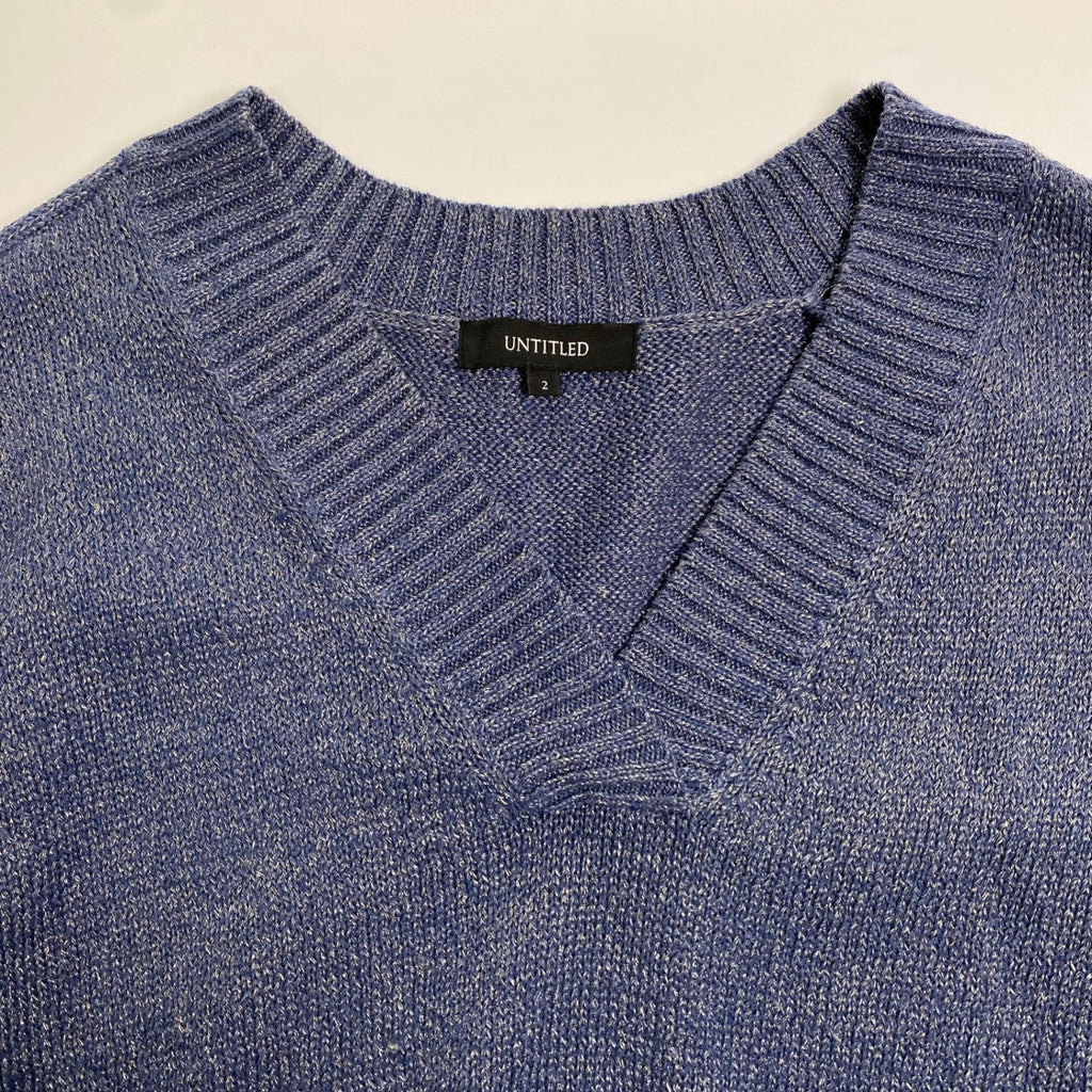 UNTITLED アンタイトル / スキッパーネックニットプルオーバー ブルー 参考定価：18,000+tax SIZE：2