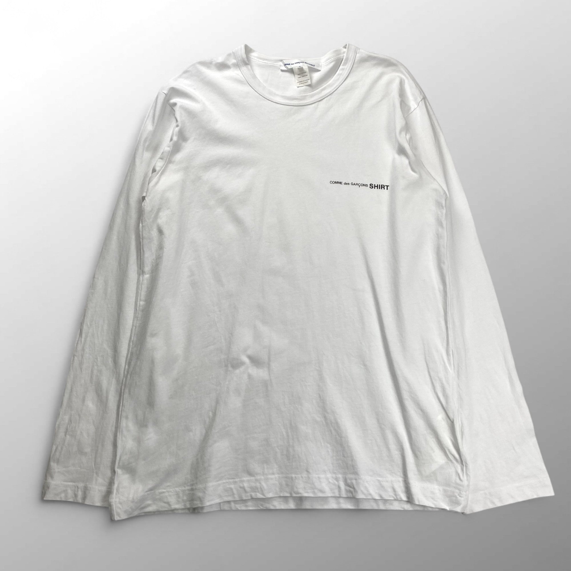 COMME des GARCONS SHIRT コムデギャルソン シャツ / シンプルロゴ 長袖Tシャツ ホワイト SIZE:X(L程度)
