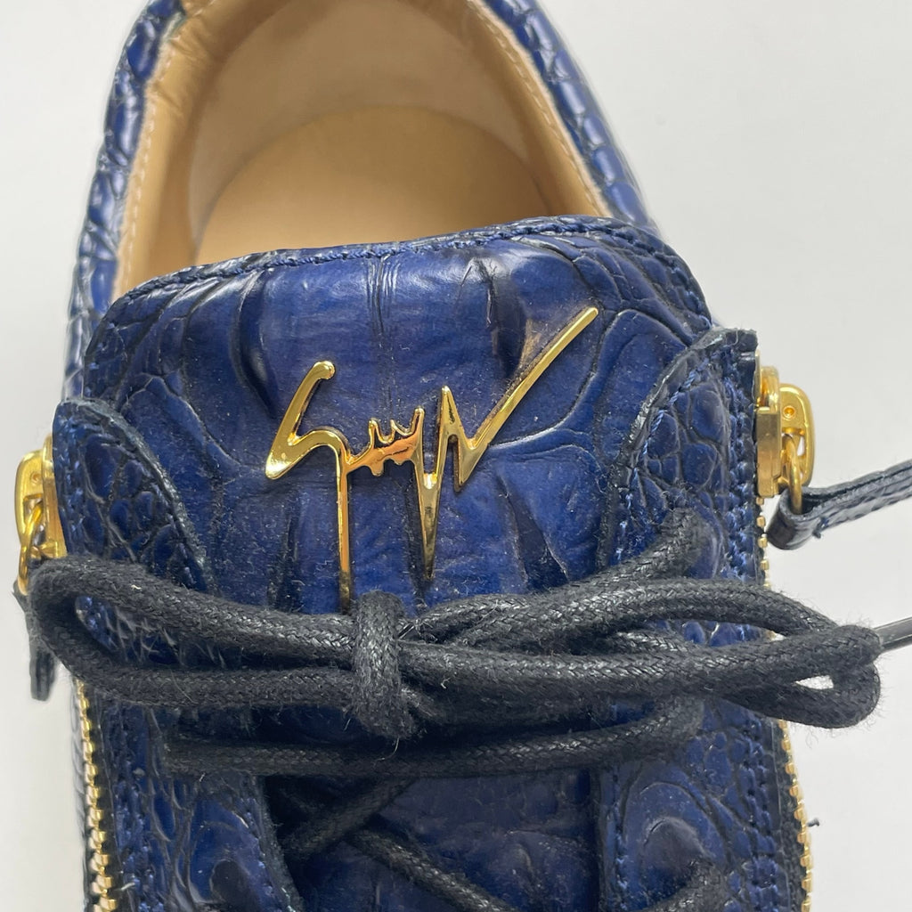 GIUSEPPE ZANOTTI ジュゼッペ ザノッティ / クロコ型押しスニーカー ネイビー 美品 参考定価：90,000程度 SIZE:43