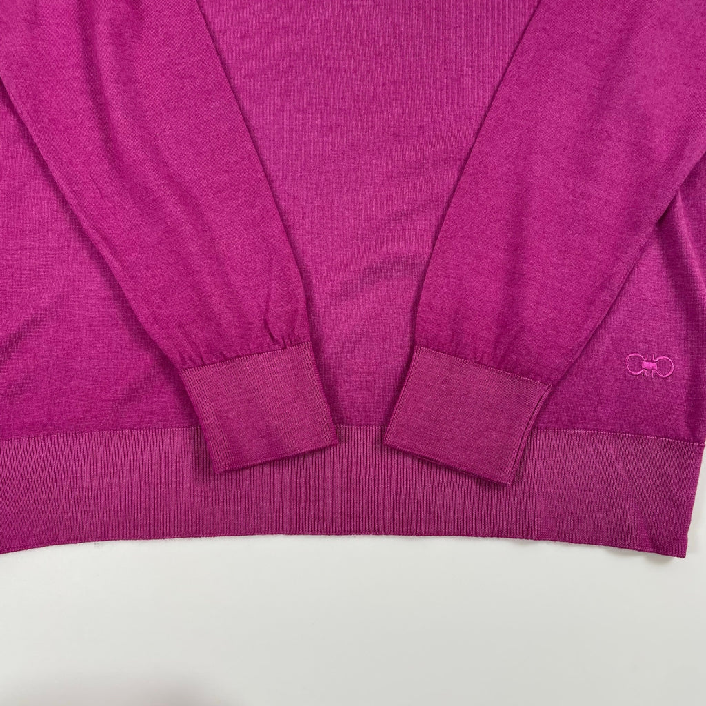 Salvatore Ferragamo サルバトーレ フェラガモ / ウールシルクニット パープル 参考定価：100,000程度 SIZE：L