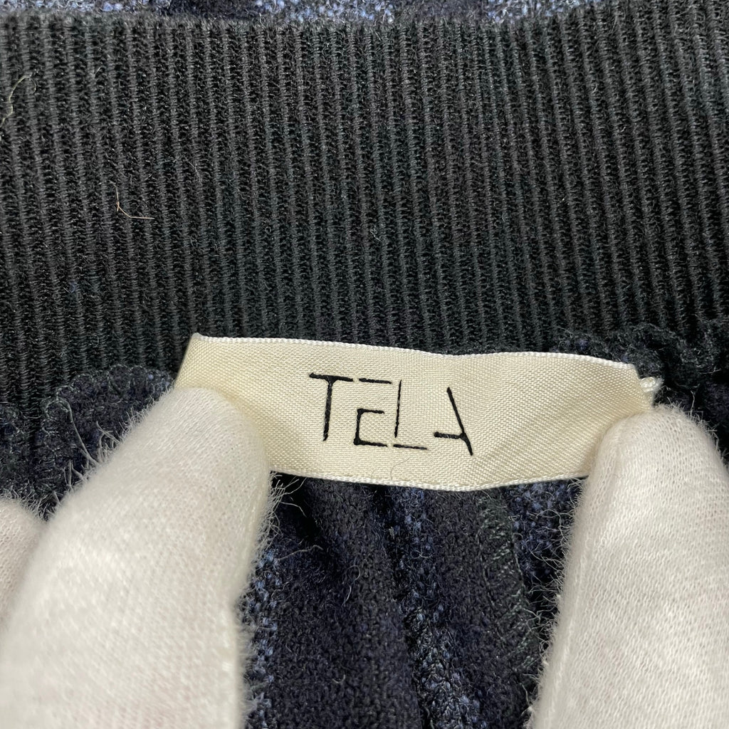 TELA テラ / ツイードストライプスカート ネイビーグレー×ブラック イタリア製 参考定価：30,000程度 SIZE:42