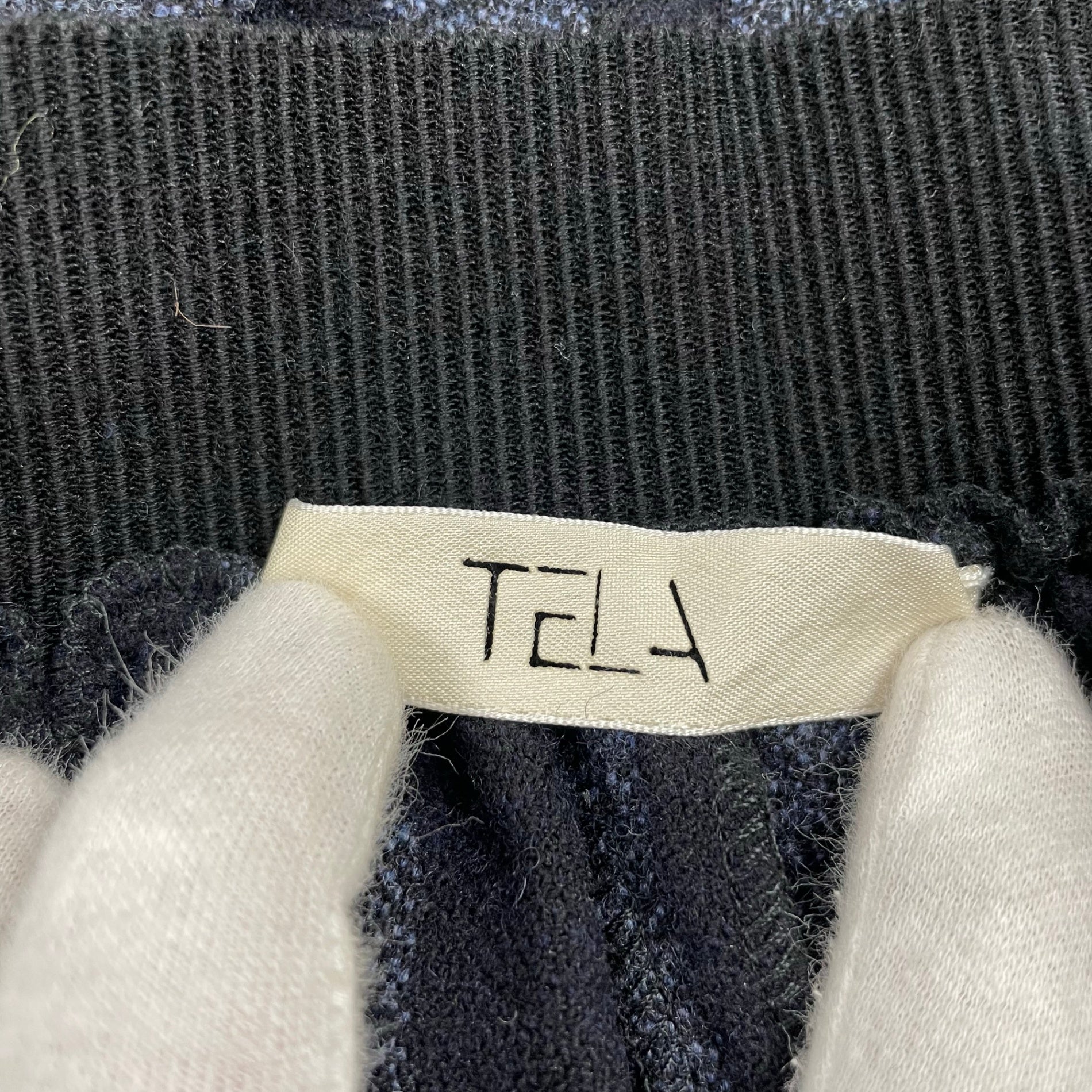 TELA テラ / ツイードストライプスカート ネイビーグレー×ブラック イタリア製 参考定価：30,000程度 SIZE:42