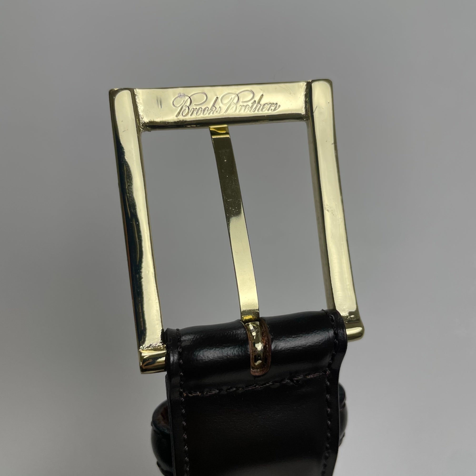 Brooks Brothers ブルックス ブラザーズ / レザーベルト ダークブラウン ゴールドバックル 日本製 美品 全長：105cm
