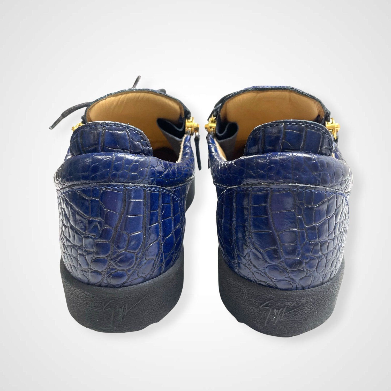 GIUSEPPE ZANOTTI ジュゼッペ ザノッティ / クロコ型押しスニーカー ネイビー 美品 参考定価：90,000程度 SIZE:43