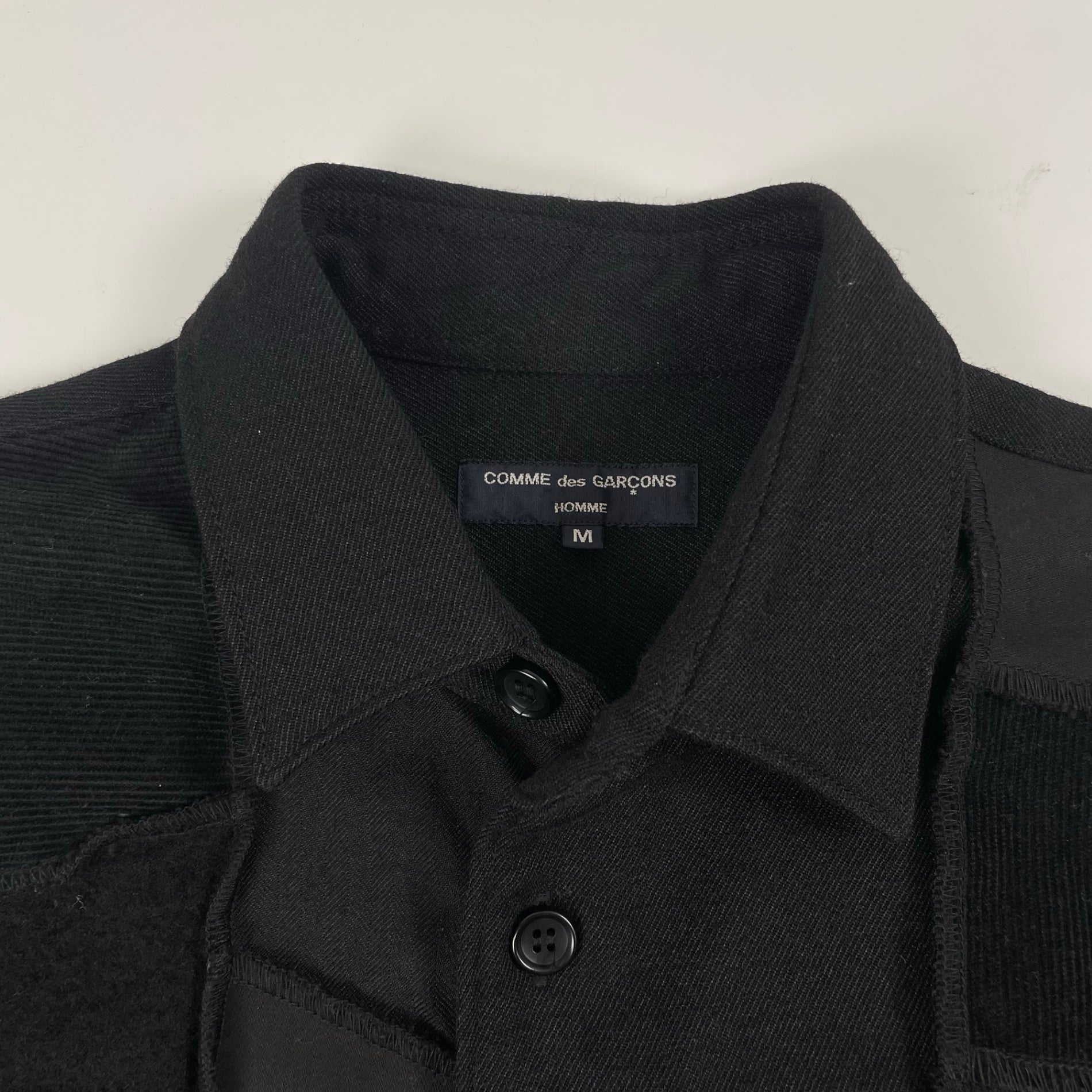 COMME des GARCONS HOMME / 後染め加工 異素材パッチワークシャツジャケット 18AW SIZE:M