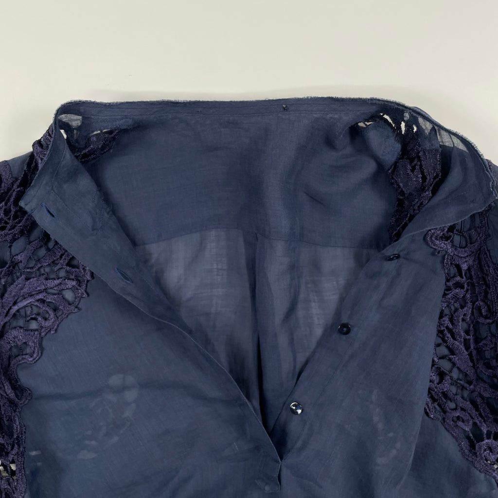 ERMANNO SCERVINO / ピュアリネン 刺繍レースMIXプルオーバーロングシャツ 参考定価：200,000程度 SIZE:40
