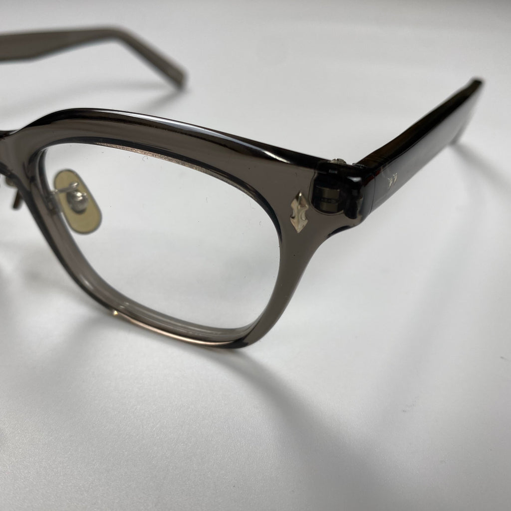 【美品】 金子眼鏡 × 泰八郎謹製 職人シリーズ / PREMIER VII 伊達メガネ クリアグレーフレーム 度なしクリアレンズ 参考定価：58,000+tax