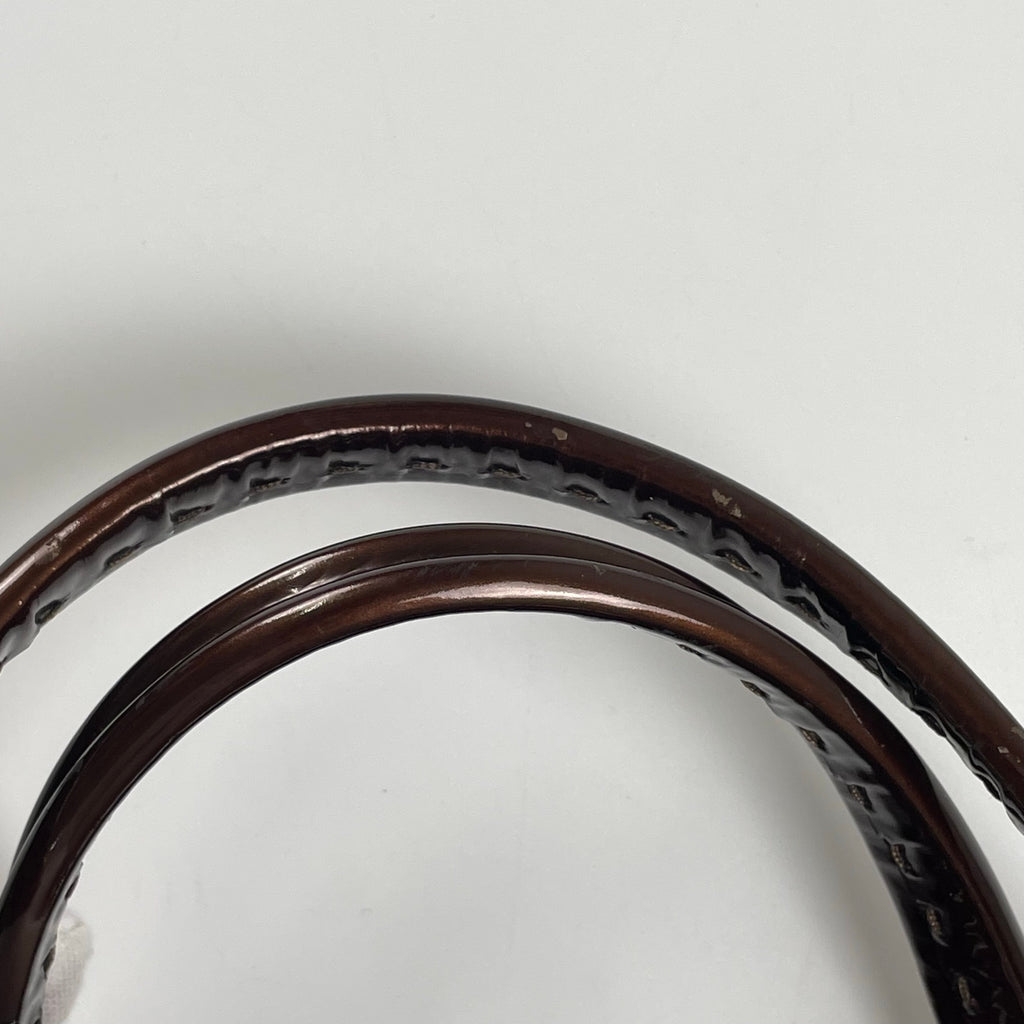 GIORGIO ARMANI ジョルジオ アルマーニ / パテントレザー ギャザードハンドバッグ がま口 YGW559 ブロンズ