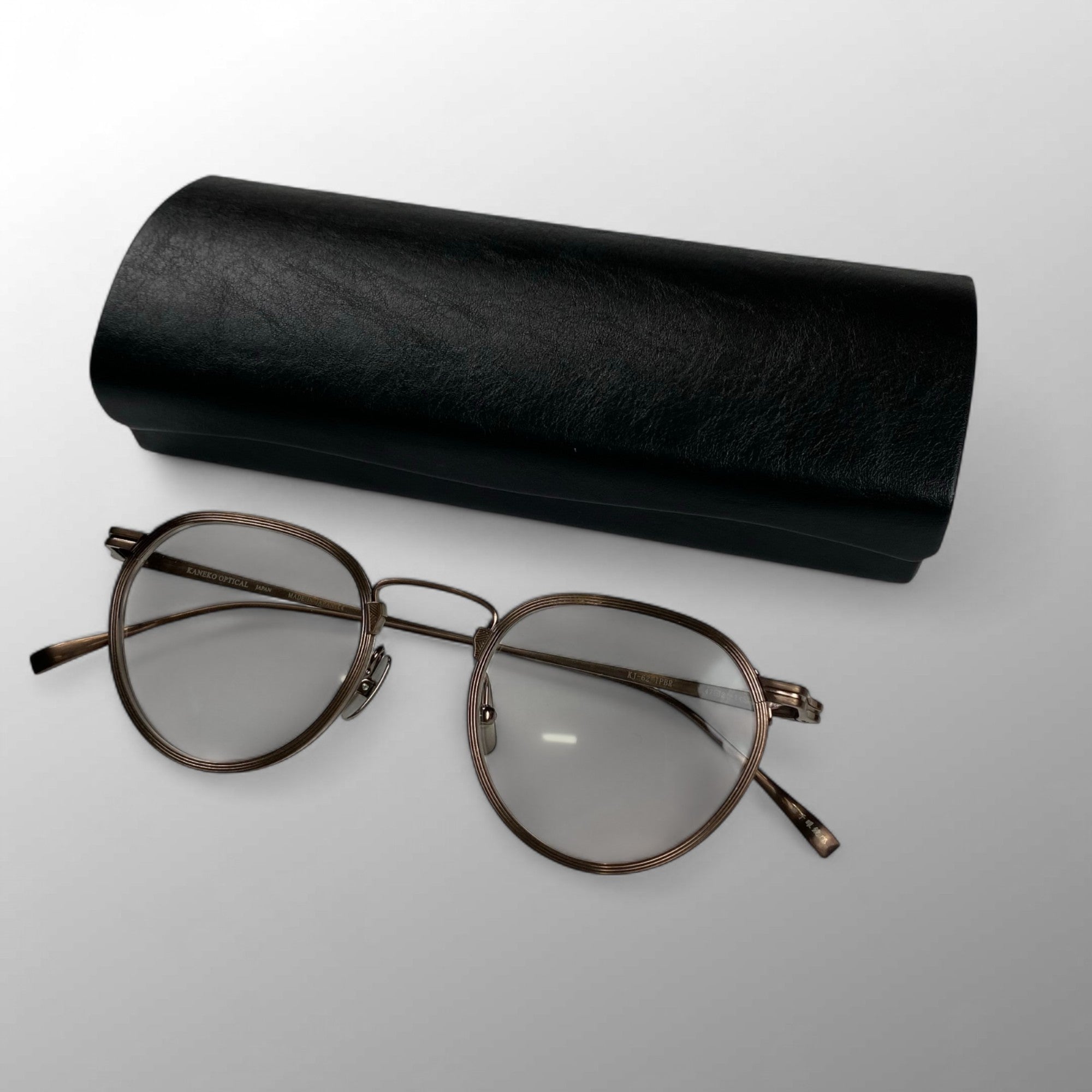 【未使用級】 金子眼鏡 JAPANシリーズ / チタンフレーム ボストン型アイウェア ブロンズカラー 度なしクリアレンズ KJ-62 参考定価：50,000+tax