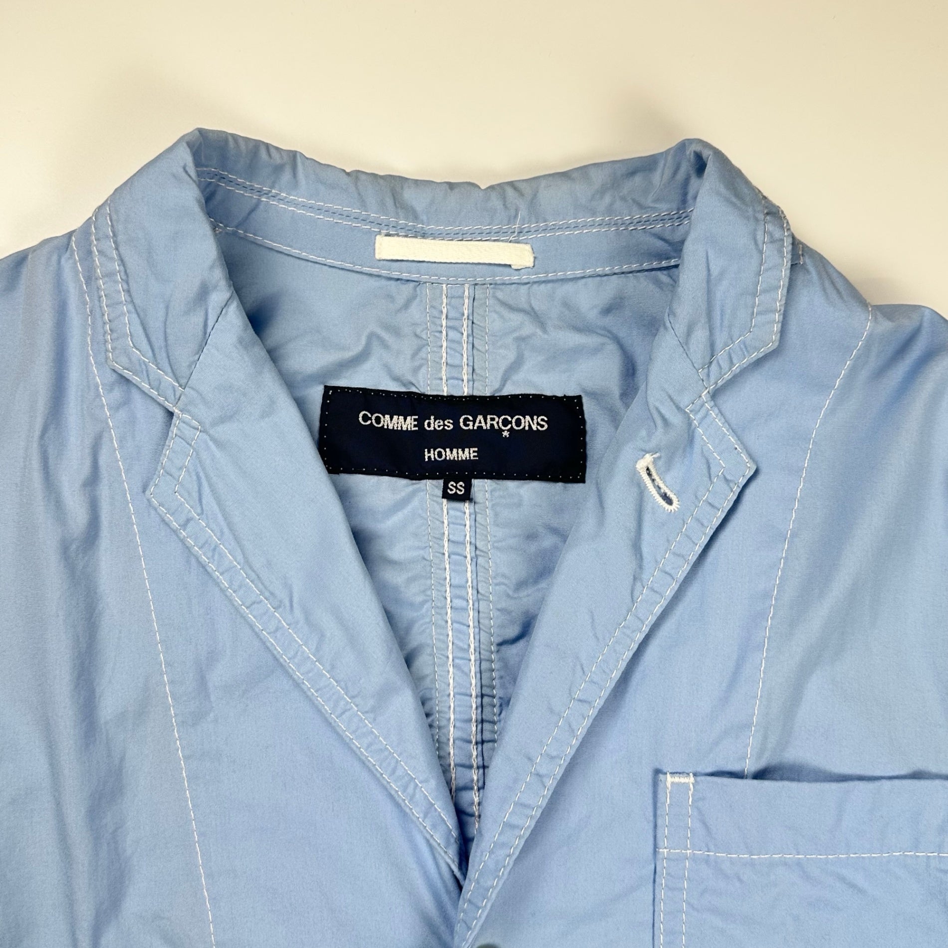 COMME des GARCONS HOMME コムデギャルソン オム / 洗い加工 ライン3Bコットンジャケット ライトブルー SIZE:SS(S程度)