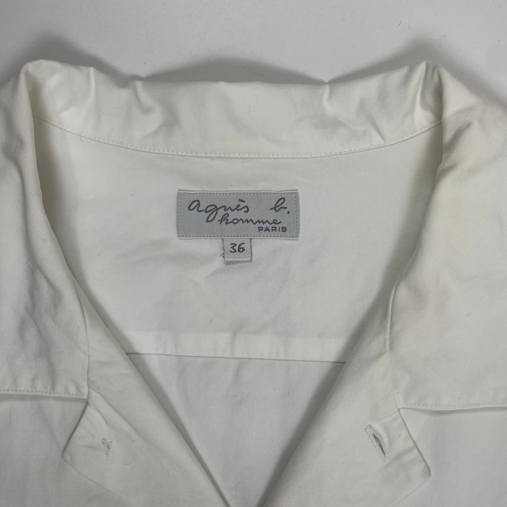 agnes b homme アニエスベー オム / レザール刺繍オープンカラーシャツ ホワイト 参考定価：25,000程度 SIZE：36
