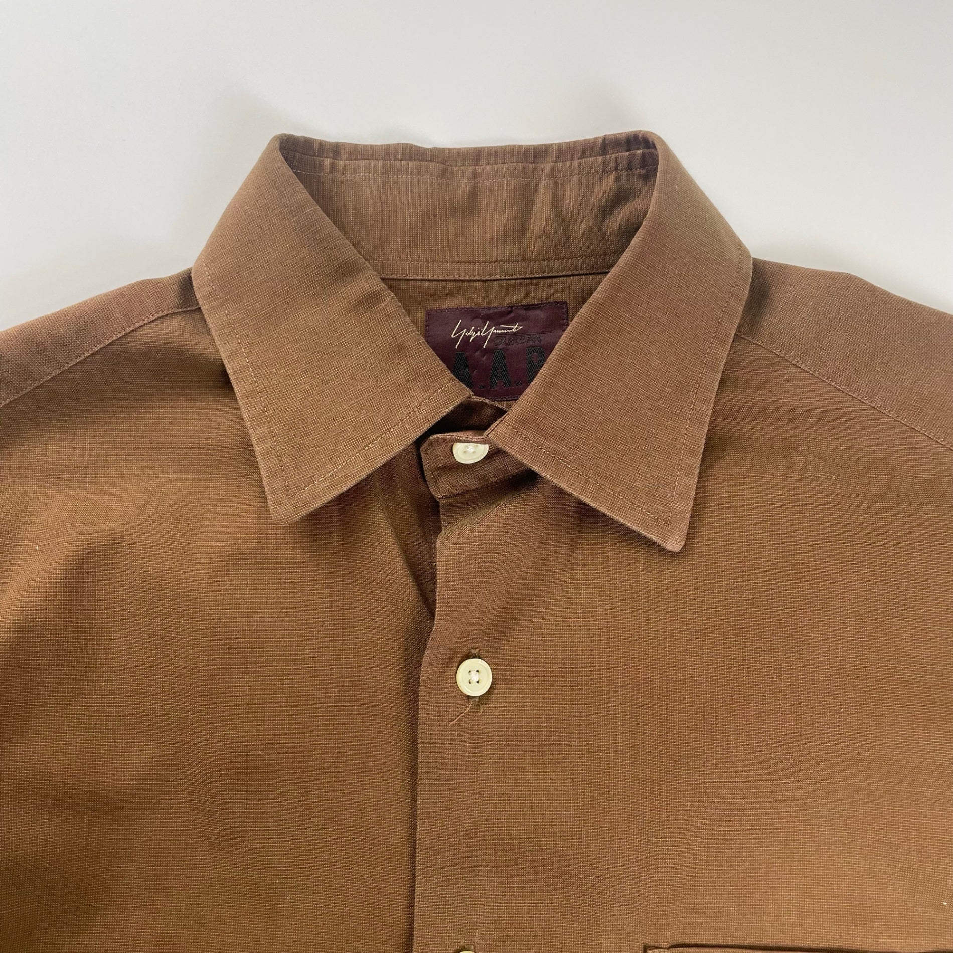 Yohji Yamamoto A.A.R ヨウジヤマモト アール / 90-00s 偏光 ボックスシルエットシャツ ブラウン 参考定価：16,000程度 SIZE：M