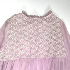 VINTAGE / 6-70年代 ヴィンテージ シフォンドレス ナイロンシアー レース 長袖 マキシ丈 SIZE:M