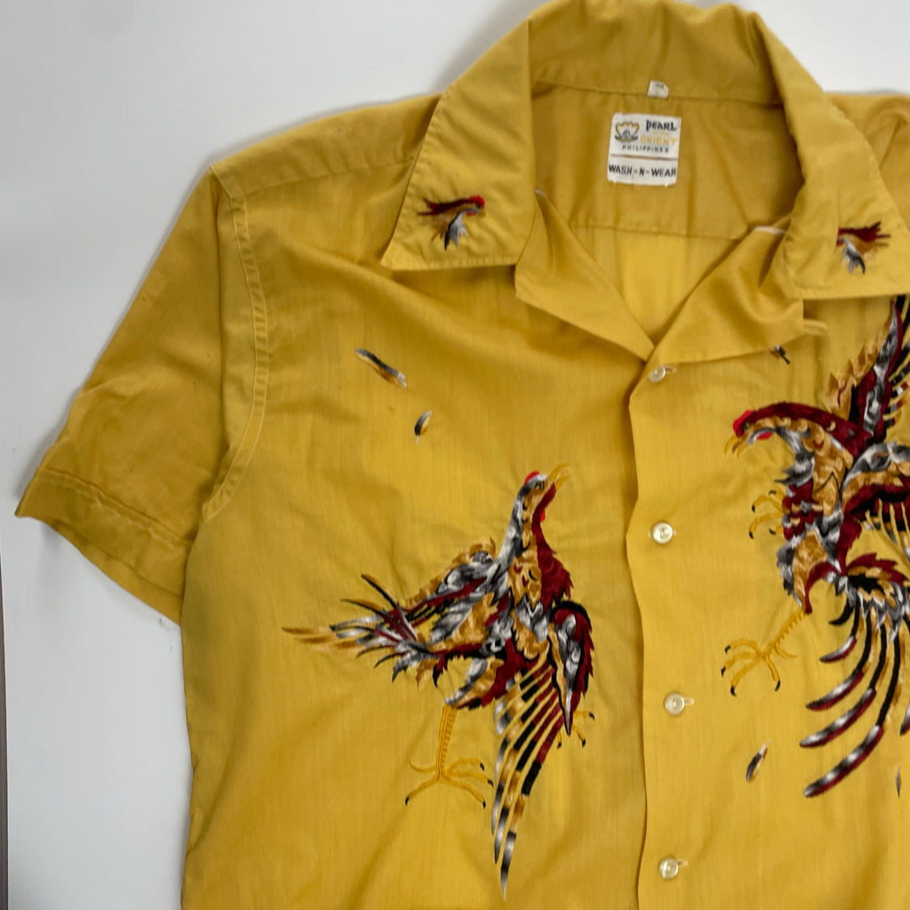VINTAGE ヴィンテージ / 【PEARL OF THE ORIENT】70sオナガドリ刺繍シャツ SIZE：L
