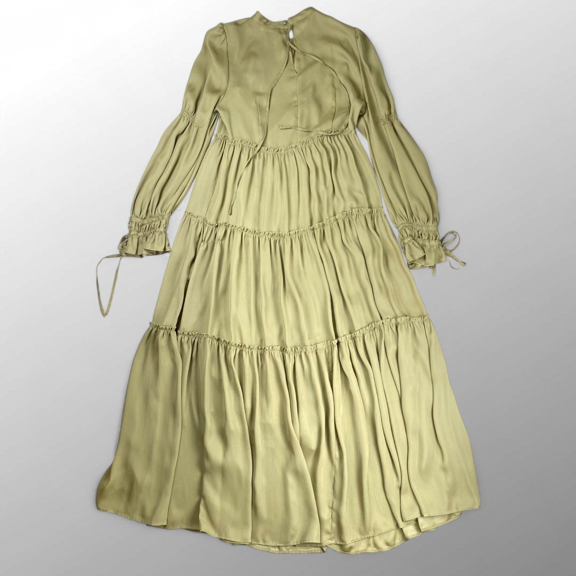 FRAY ID フレイアイディー / サテン楊柳ティアードワンピース オケージョン ペチコート付 参考定価：23,000+tax SIZE：1(S程度)