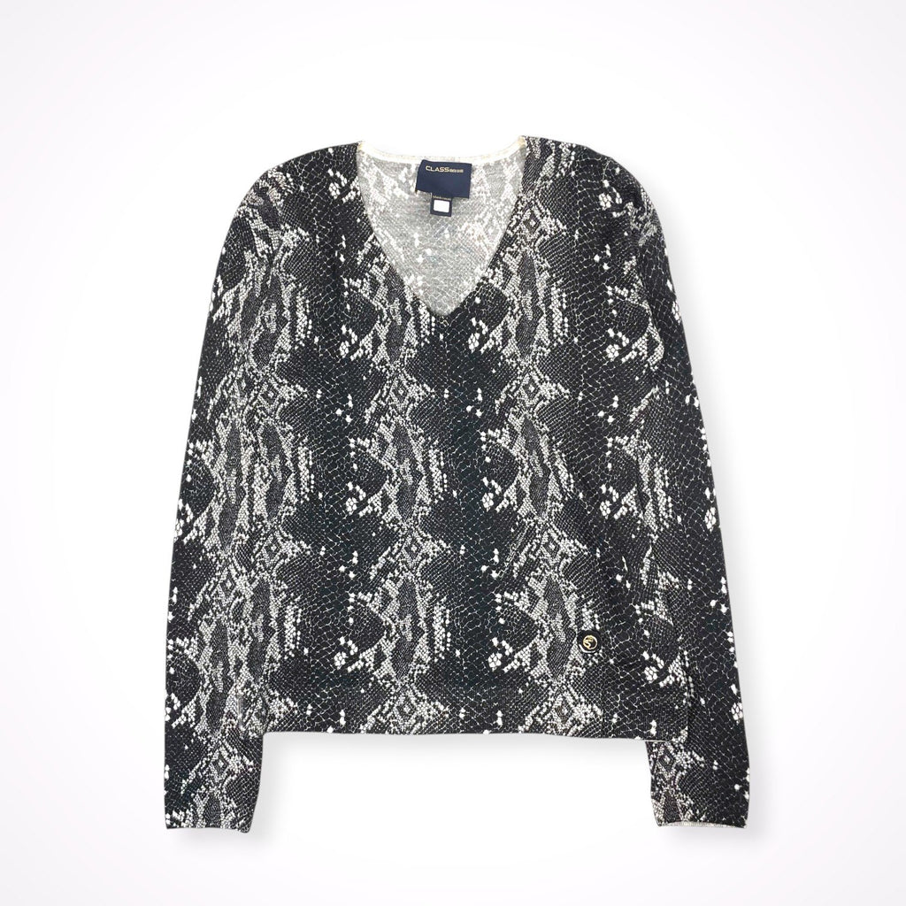 CLASS roberto cavalli / パイソン柄ウールニット  参考定価：60,000程度 SIZE:44
