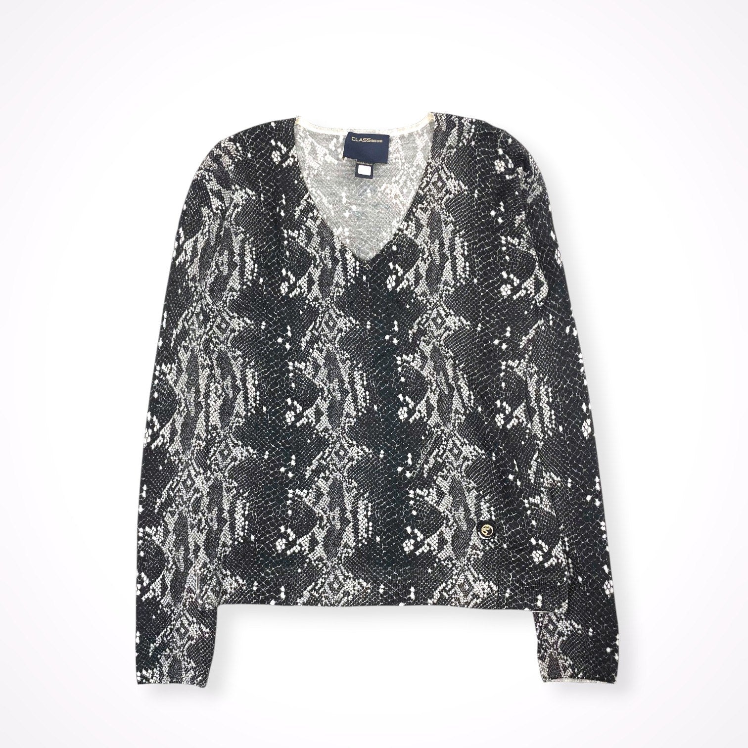 CLASS roberto cavalli / パイソン柄ウールニット  参考定価：60,000程度 SIZE:44