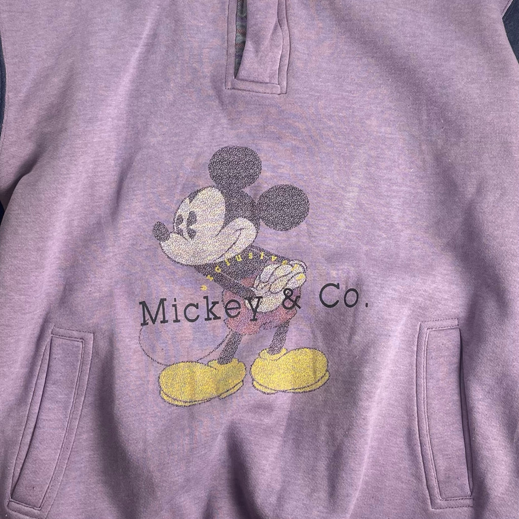 DISNEY＆CO × GENUS ディズニー ミッキー / 80s- ハーフジッププルオーバー パーカー パープル SIZE：L