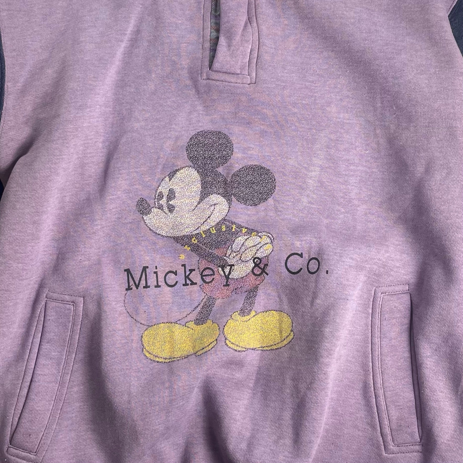 DISNEY＆CO × GENUS ディズニー ミッキー / 80s- ハーフジッププルオーバー パーカー パープル SIZE：L