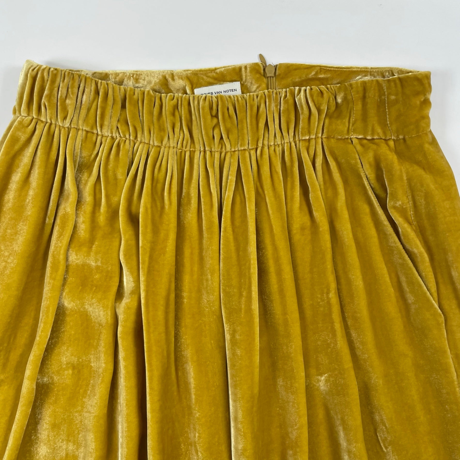 DRIES VAN NOTEN / シルクMIXベロアギャザースカート タグ付 参考定価：80,000程度 SIZE:34