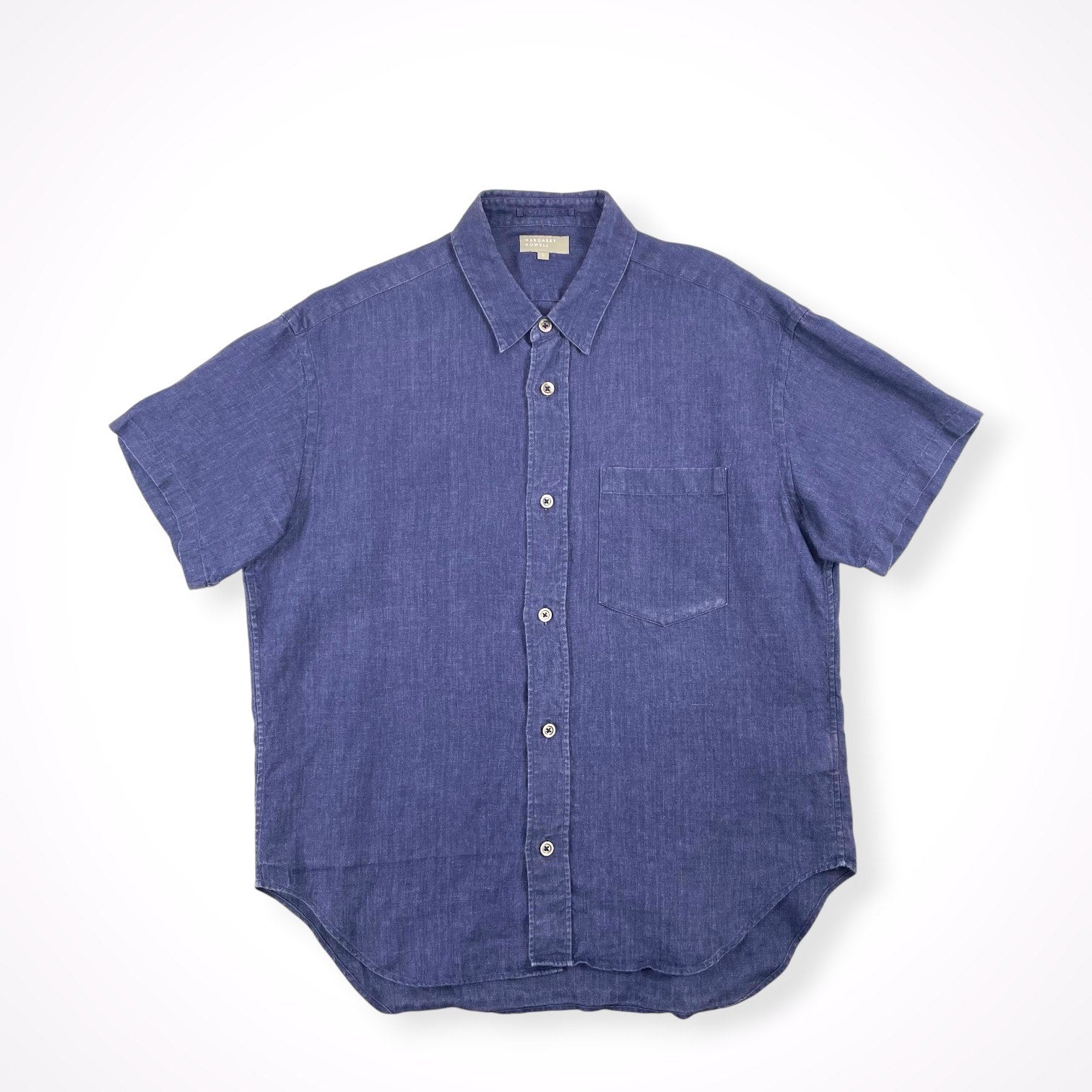 MARGARET HOWELL / 日本製 茄子紺リネンシャツ SIZE：L