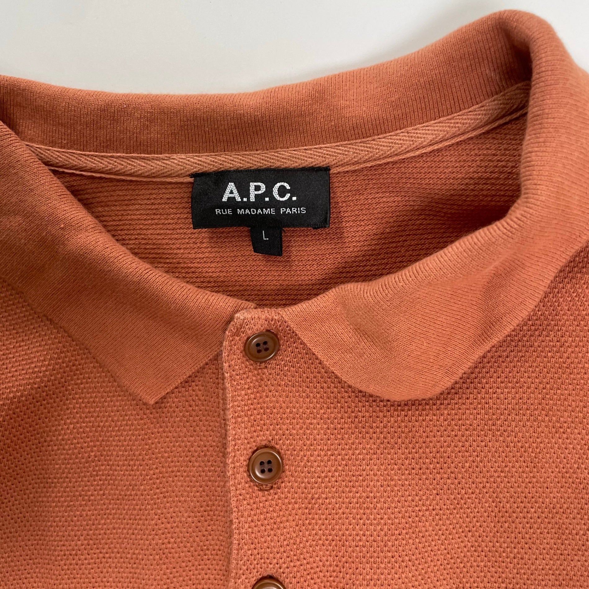 A.P.C. アーペーセー / 鹿の子ロゴ刺繍ポロシャツ 参考定価：30,000程度 SIZE：L