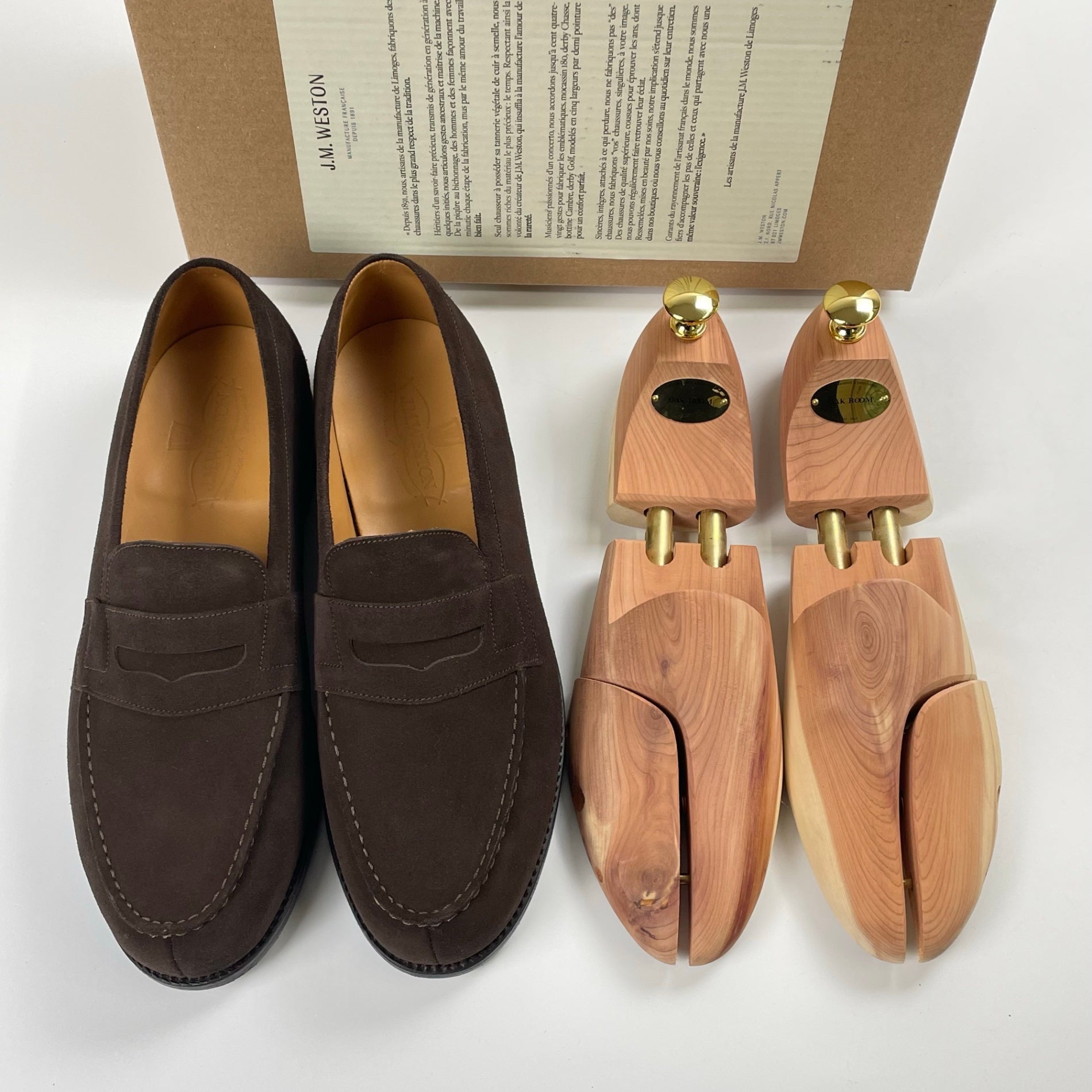 J.M.WESTON ジェイエムウエストン / 180シグネチャースウェードローファー OAK ROOMシューツリー付 極美品 参考定価：142,000+tax SIZE：7/D(27cm程度)