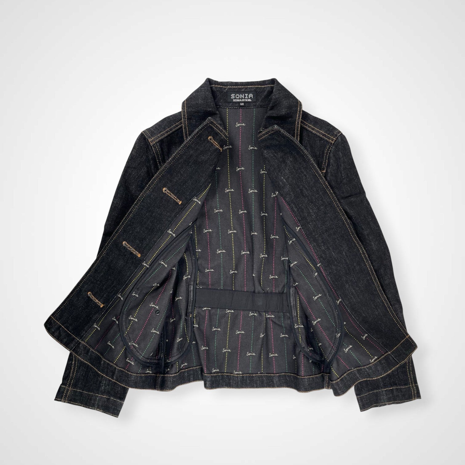 SONIA by SONIA RYKIEL ソニア バイ ソニアリキエル / ビッグボタン タイトデニムジャケット 参考定価：40,000程度 SIZE:40
