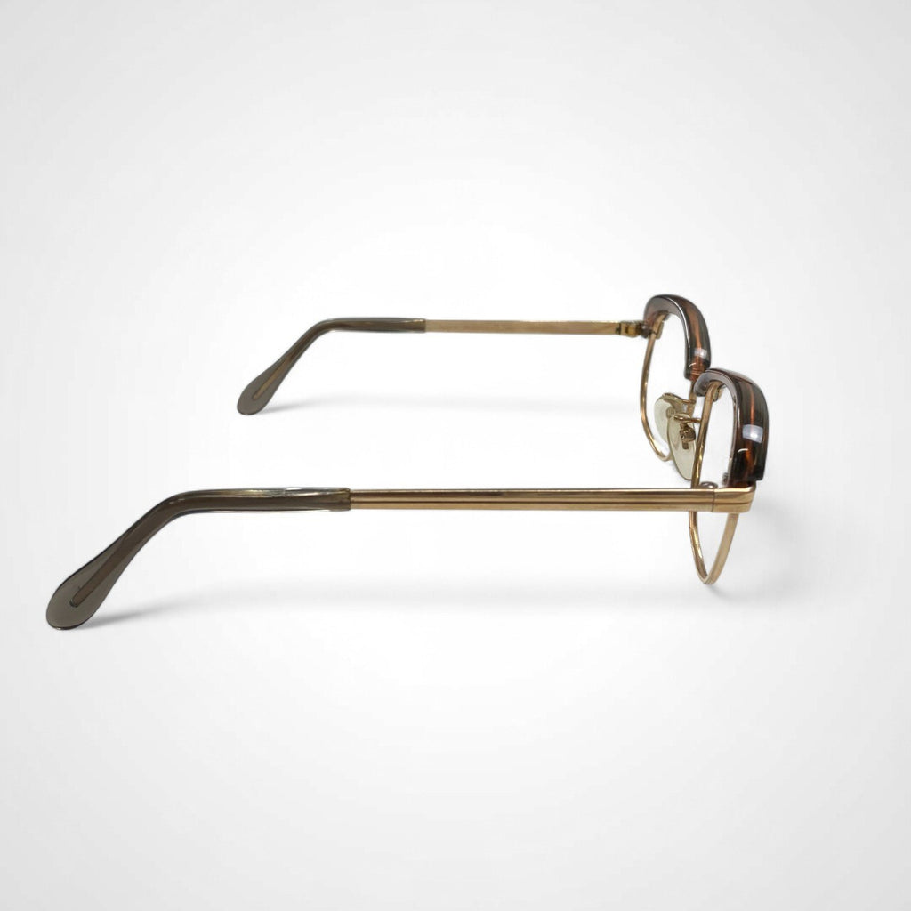 EURO VINTAGE 西ドイツ製 / ヴィンテージ メガネ アイブロウ K10GF ブラウン ゴールド レンズ無