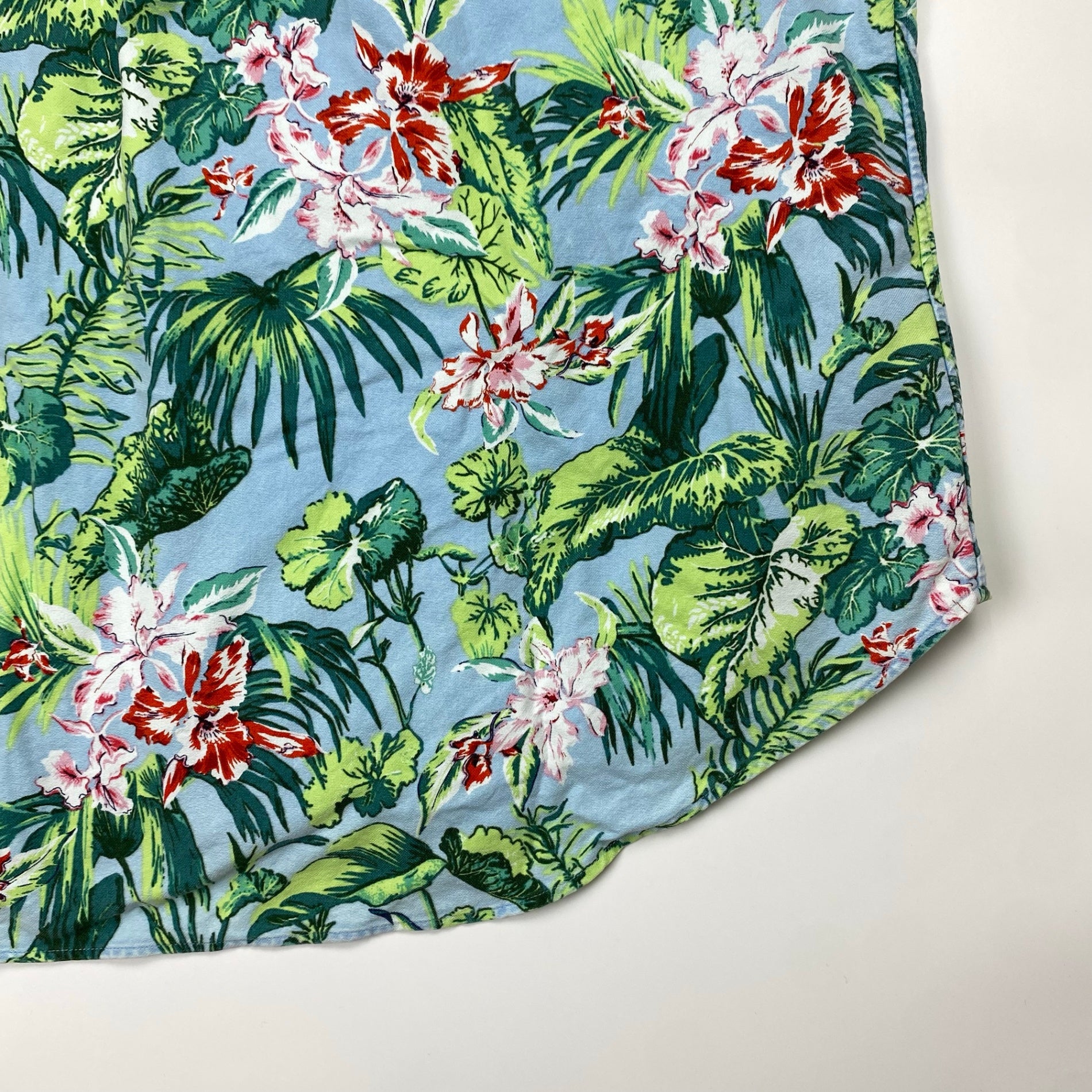 RALPH LAUREN ラルフローレン / ボタニカル アロハシャツ ボタンダウン コットン100％ SLIM FIT SIZE：XL