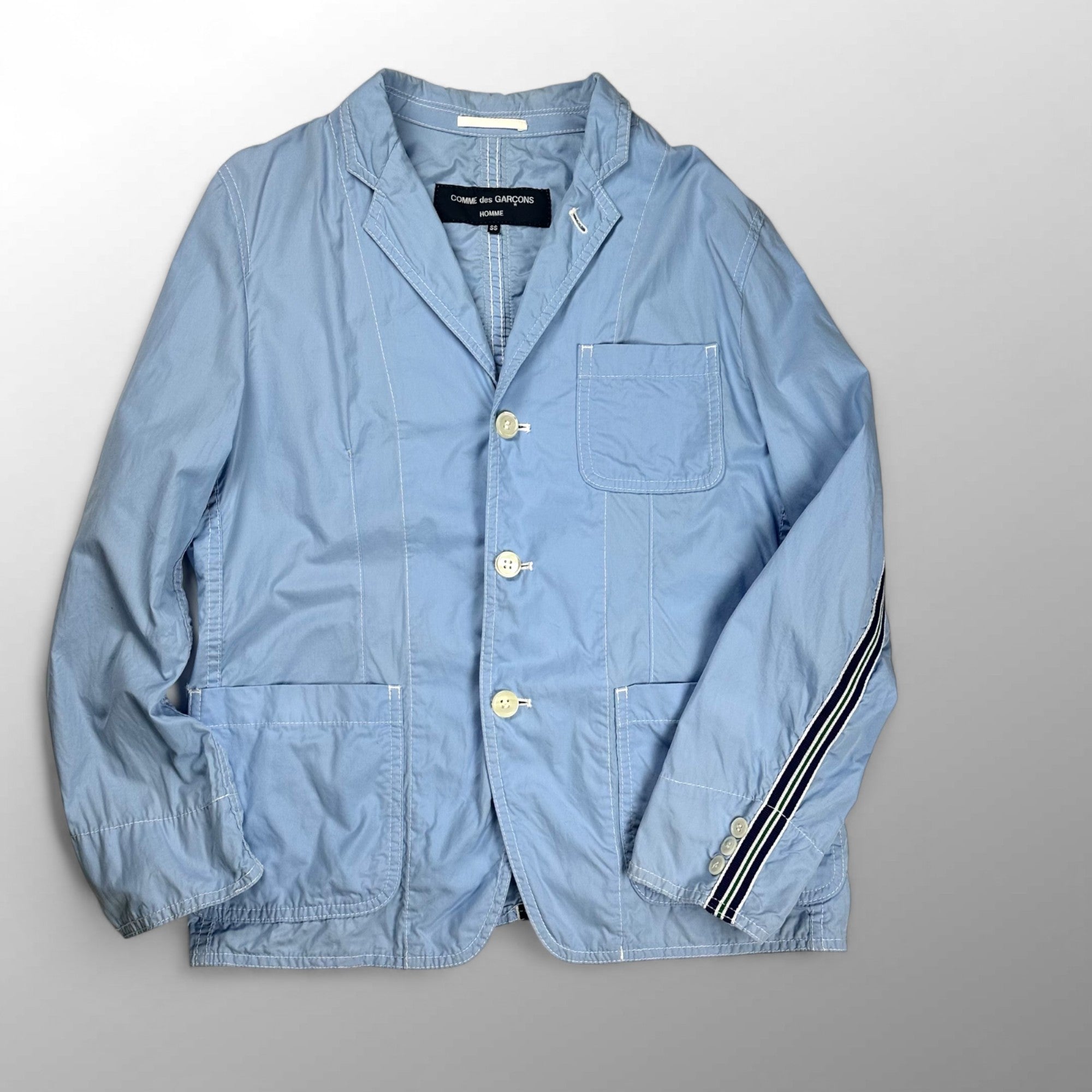 COMME des GARCONS HOMME コムデギャルソン オム / 洗い加工 ライン3Bコットンジャケット ライトブルー SIZE:SS(S程度)