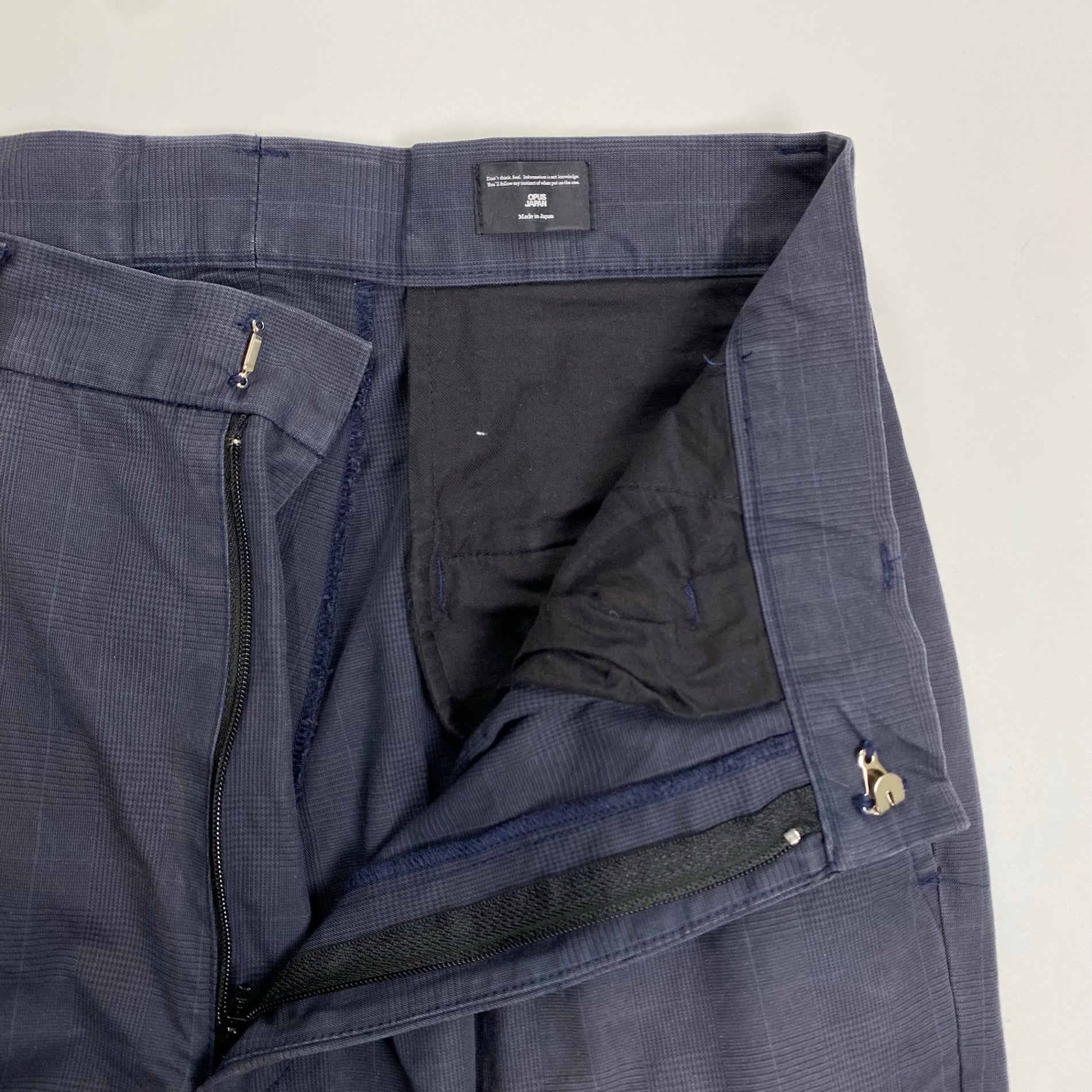 OPUS JAPAN オーパスジャパン / 1タックハイドチェックスラックス グレーネイビー カセドラル取扱い SIZE:L
