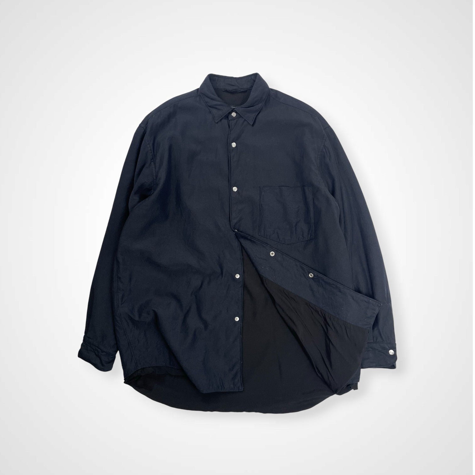 COMOLI コモリ / ナイロンシルク中綿シャツジャケット ブラック 参考定価：48,000+tax SIZE:1