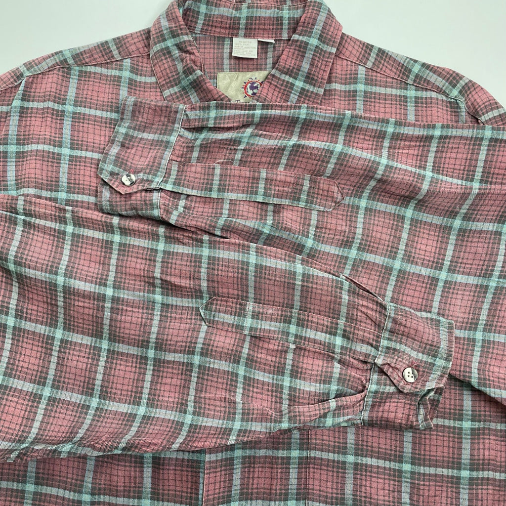 VINTAGE ヴィンテージ / シルク100％ チェックシャツ THE TERRITORY AHEAD USAブランド SIZE:L