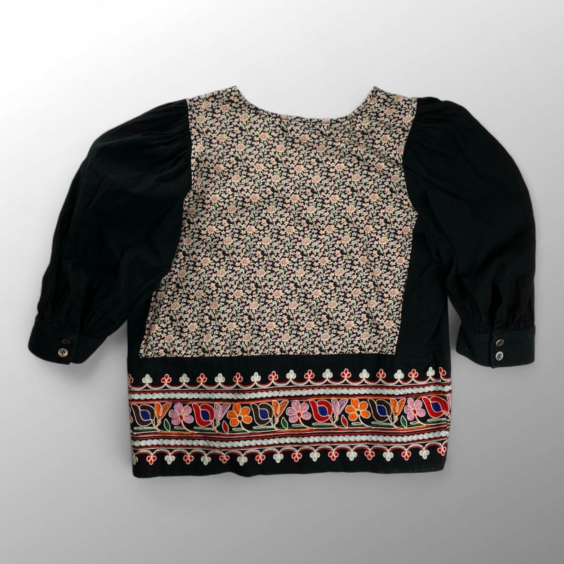 tricot COMME des GARCONS トリコ コムデギャルソン / フラワープリント×刺繍カットソー ブラウス AD2007 SIZE:S-M程度