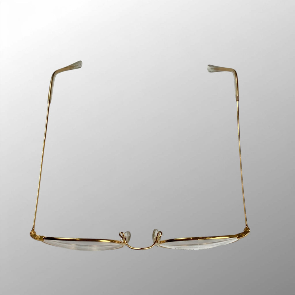 【70年代 デッドストック】 Hilton Classic ヒルトン クラシック / PANTO パント型 アイウェア 伊達メガネ デモレンズ入 K14 ロールドゴールド SIZE:49-20 111