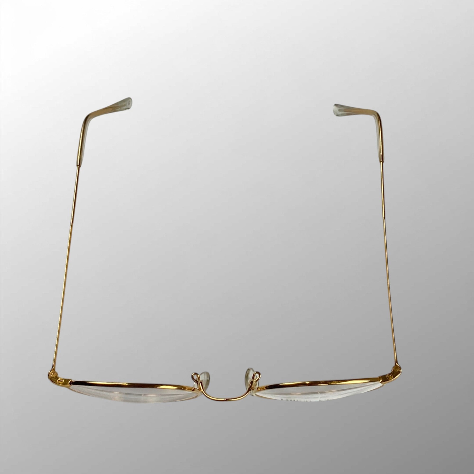 【70年代 デッドストック】 Hilton Classic ヒルトン クラシック / PANTO パント型 アイウェア 伊達メガネ デモレンズ入 K14 ロールドゴールド SIZE:49-20 111